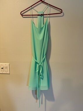Naked Zebra Mint Green Tie-Front Mini Dress